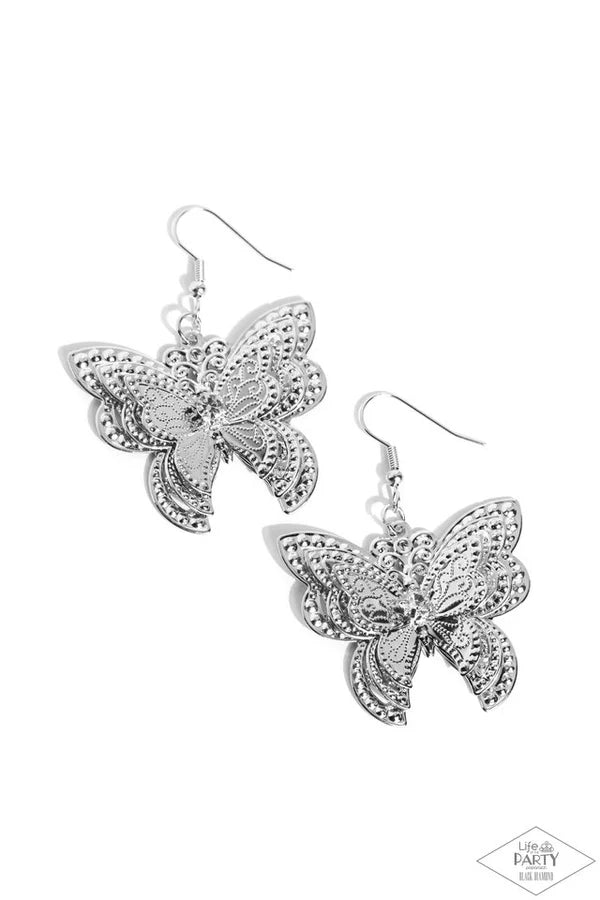 A Finishing Touch Layered Launch - White Butterfly Earrings