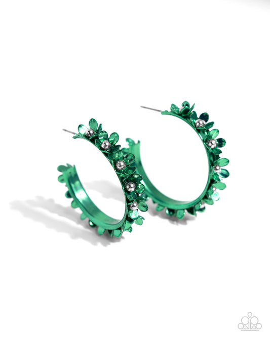 Paparazzi Fashionable Flower Crown - Green Earrings