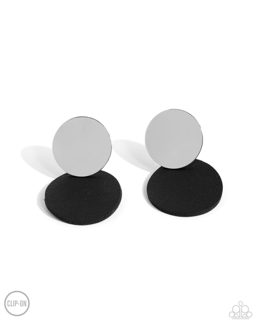 Paparazzi Leather Leader - Black Earring - Clip On