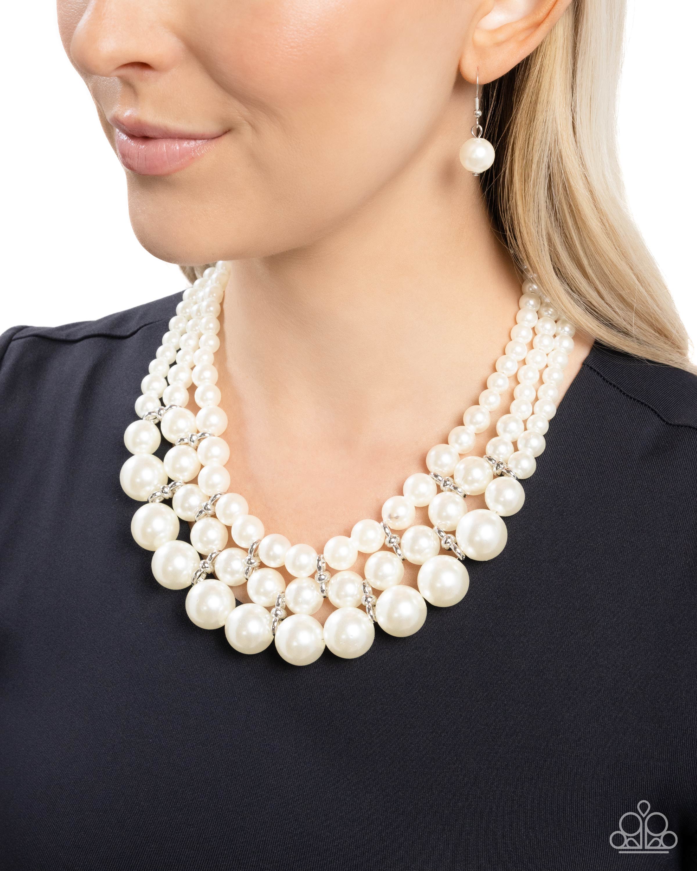 Paparazzi Glossy Gala White Pearl Necklace – A Finishing Touch