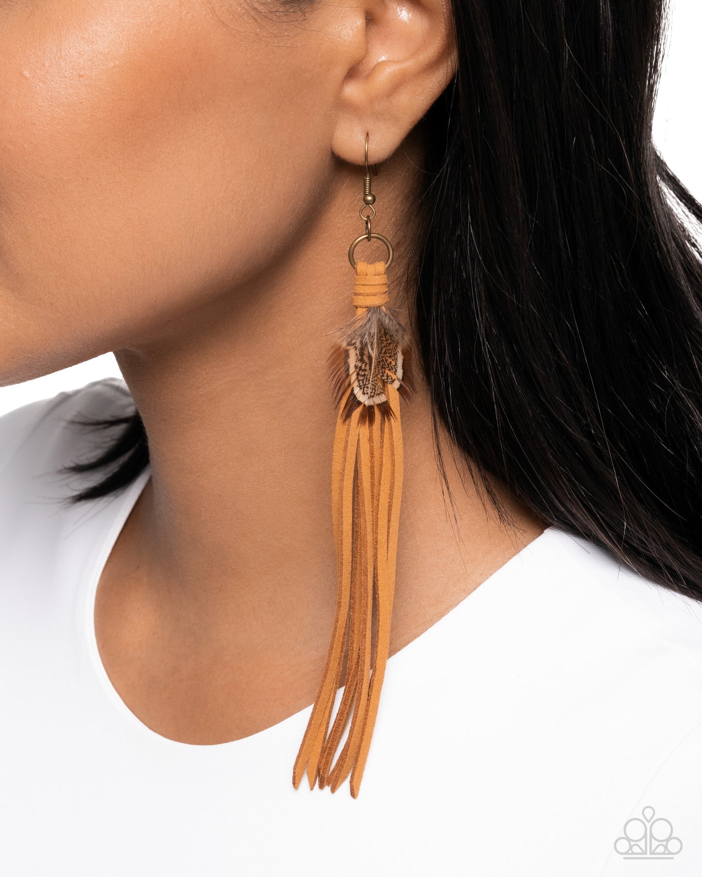 A Finishing Touch Feathered Festivity - Brass Earrings