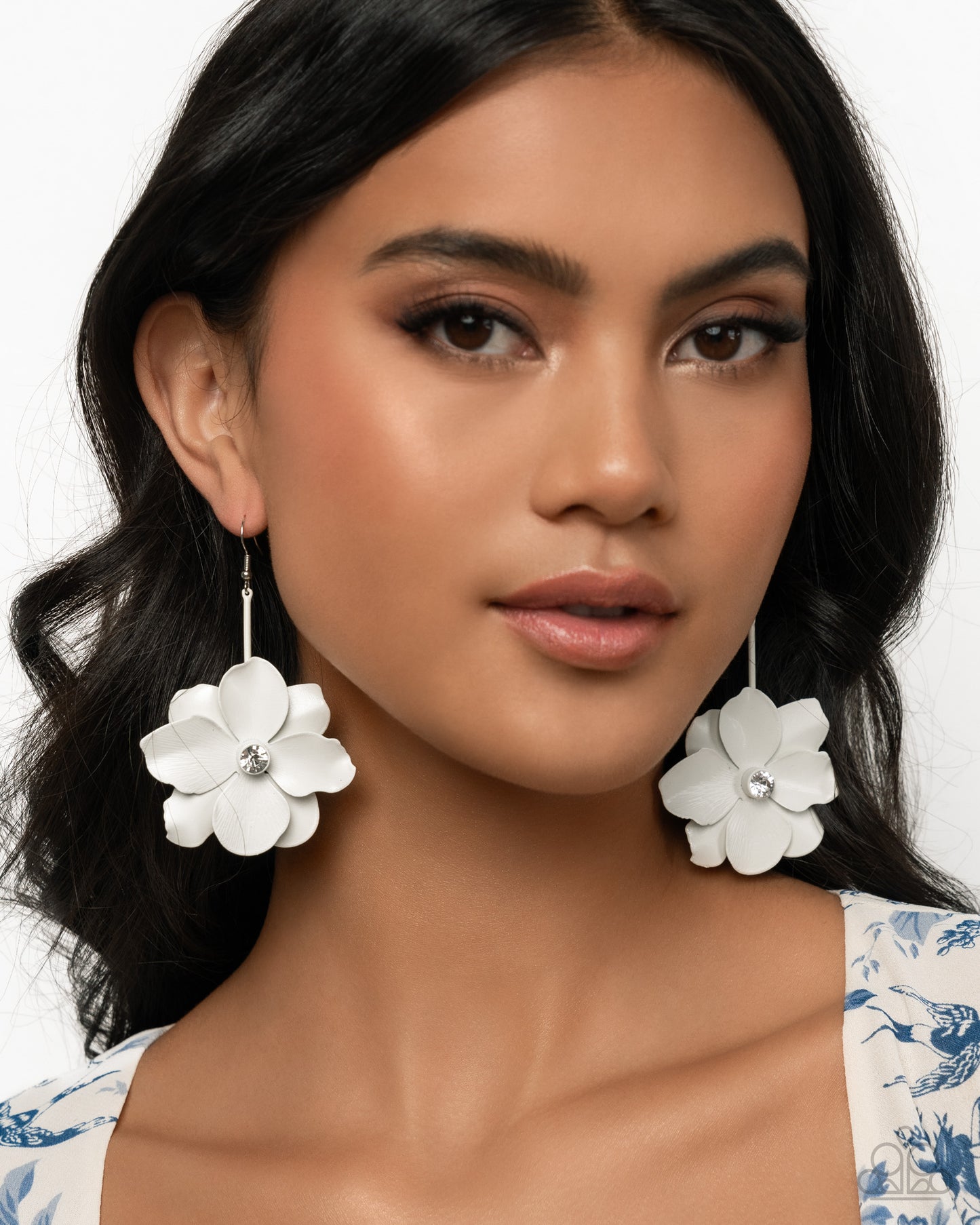 A Finishing Touch Generous Glisten - White Floral Earrings
