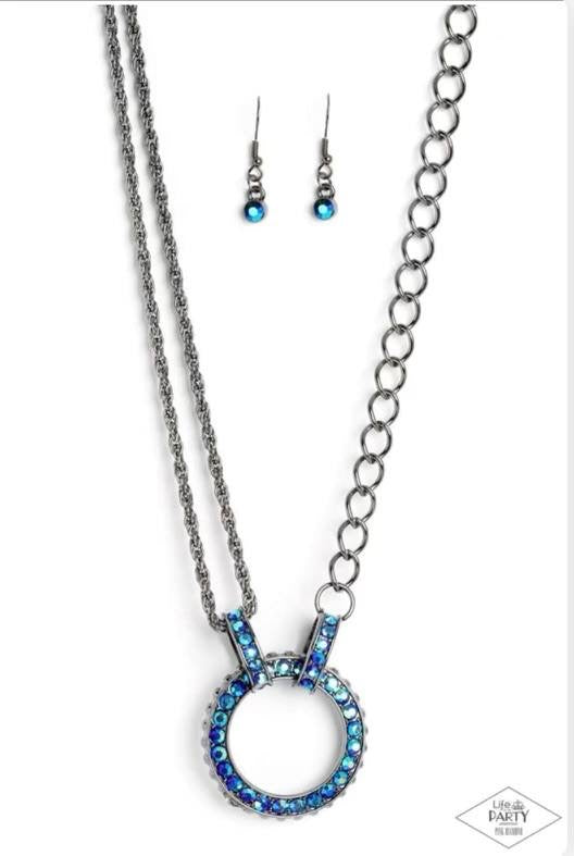 A Finishing Touch Razzle Dazzle - Blue Necklace - Pink Diamond Life of the Party