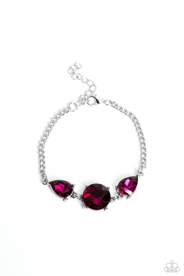 A Finishing Touch Round Royalty Pink Necklace & Twinkling Trio Pink Bracelet 2 Piece Pink Set