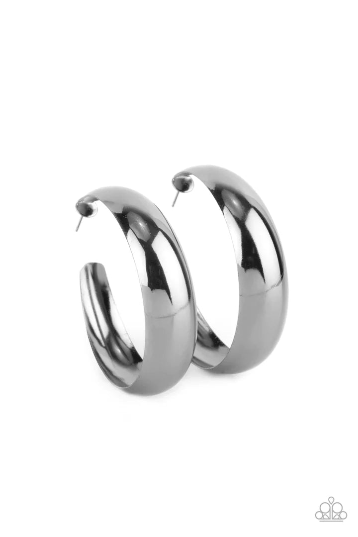 A Finishing Touch Flat Out Flawless - Black Hoop Earring