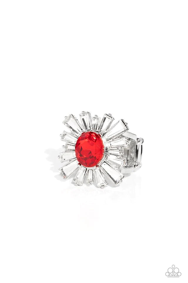 Fashion Rings - Paparazzi Starburst Season - Red Ring Paparazzi jewelry image