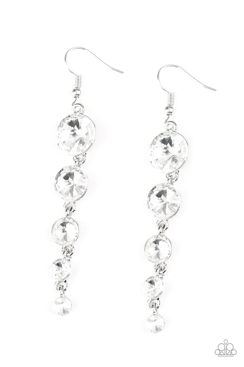 Paparazzi Raining Rhinestones - White Earrings Paparazzi jewelry images