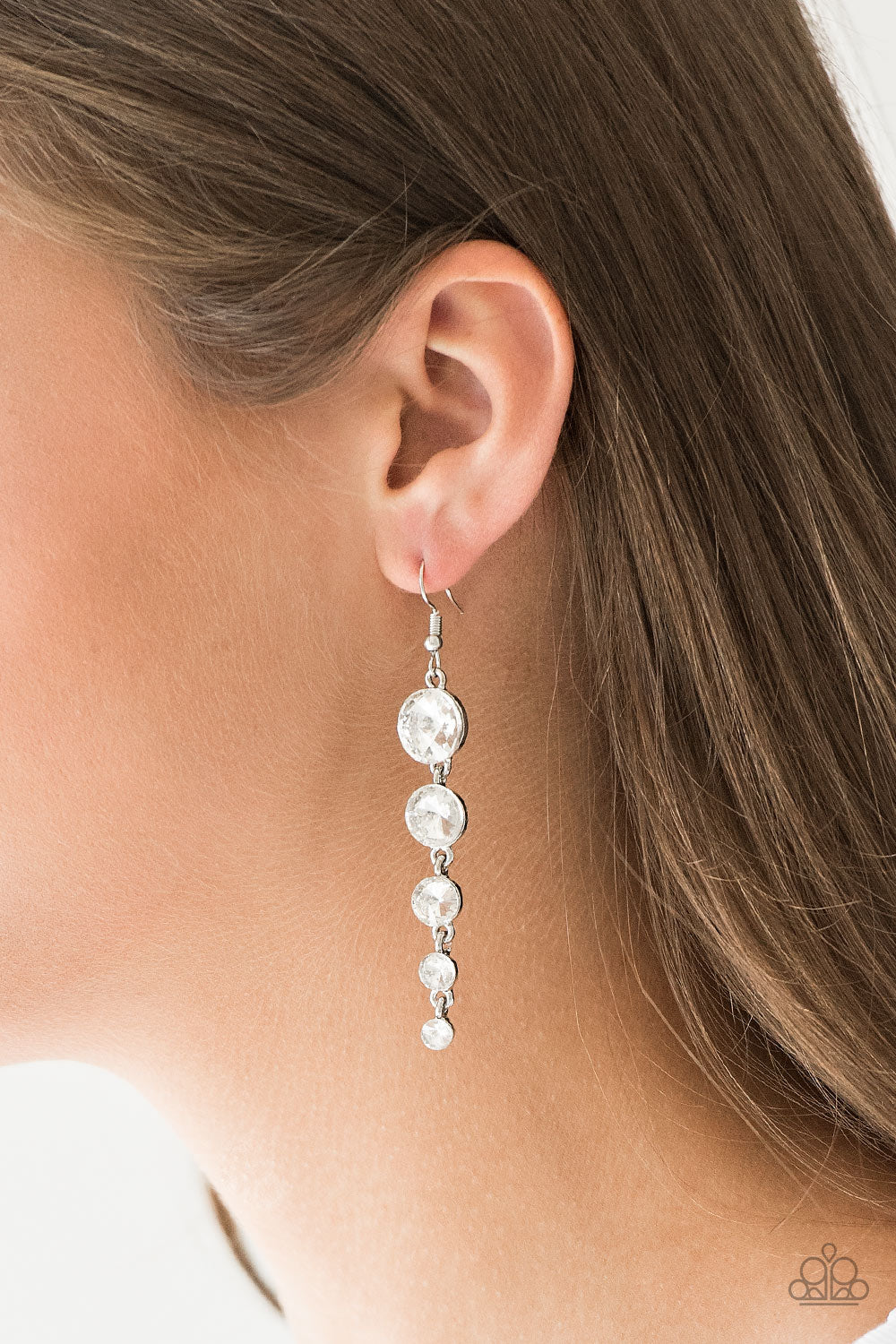 Dangling earrings with silver rhinestones