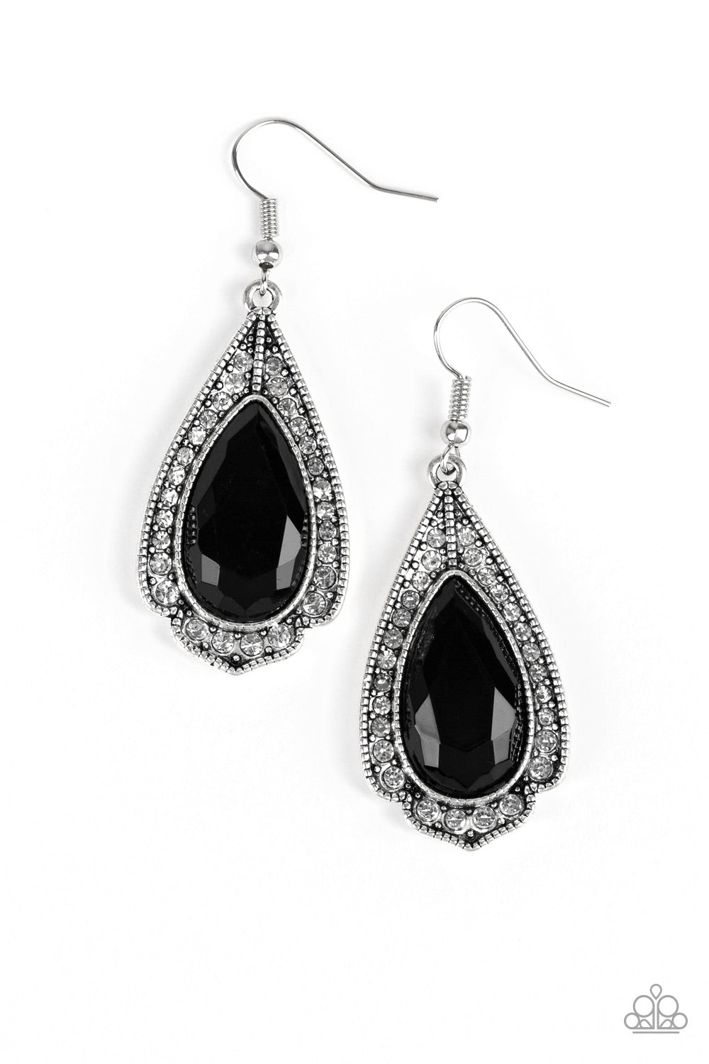 Paparazzi Superstar Stardom - Black Earrings - A Finishing Touch