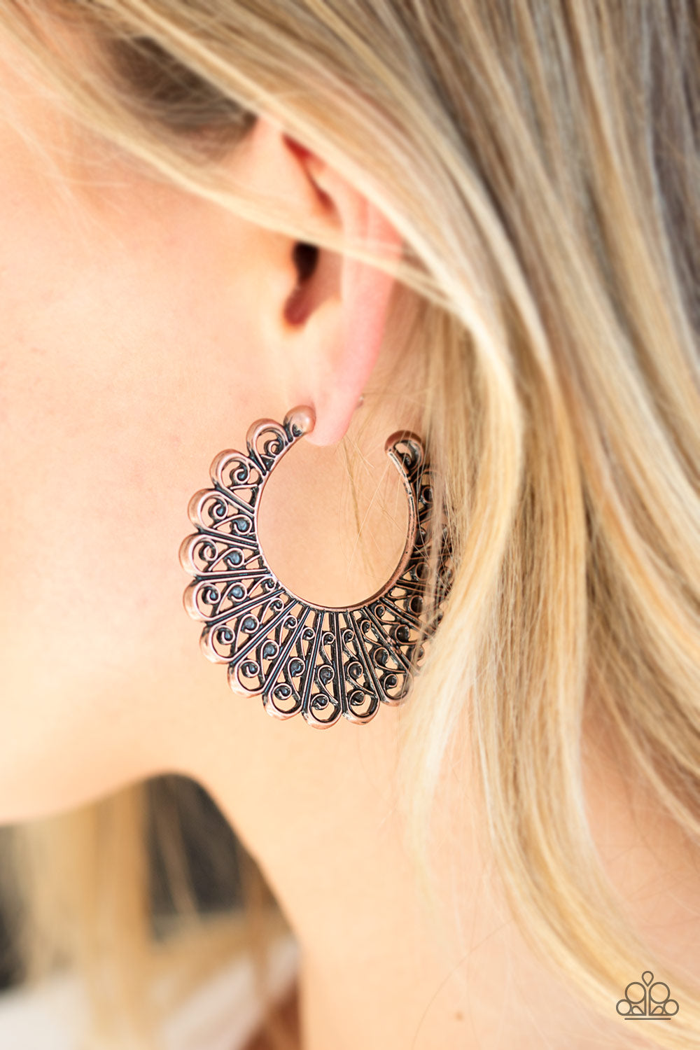 Paparazzi Funky Flirt - Copper Hoop Earrings - A Finishing Touch