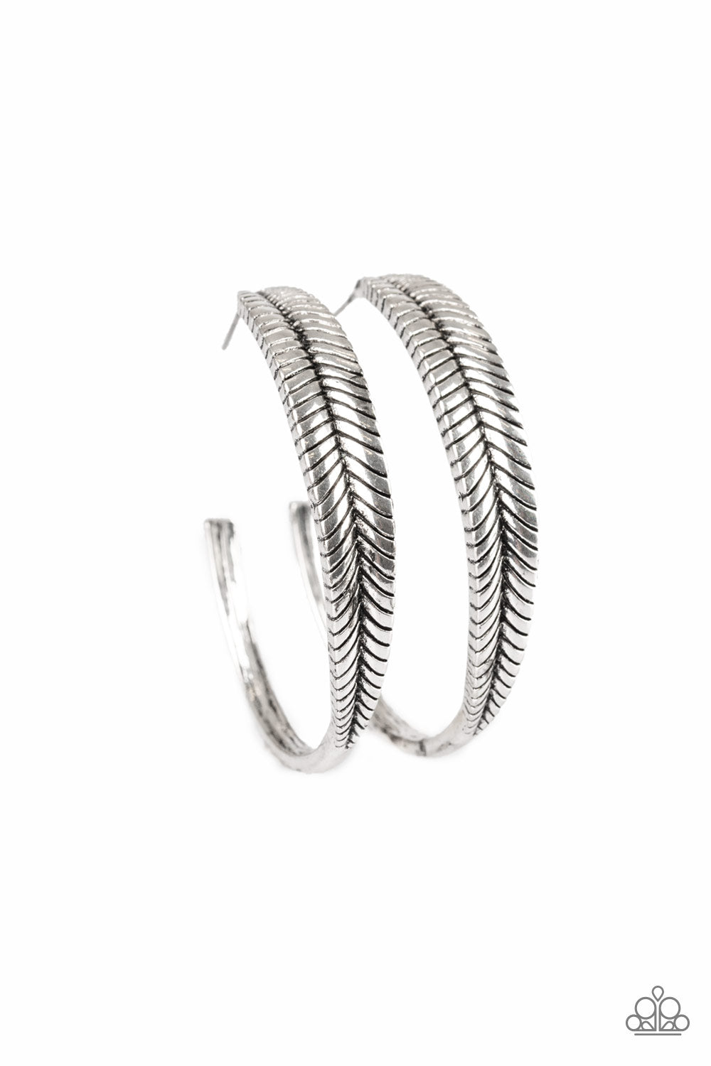 Paparazzi Funky Feathers - Silver Hoop Earrings - A Finishing Touch