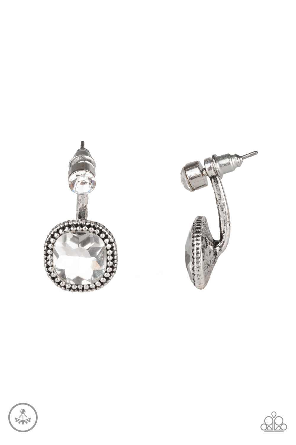 Paparazzi Celebrity Cache - White Double-Sided Post Earrings - A Finishing Touch