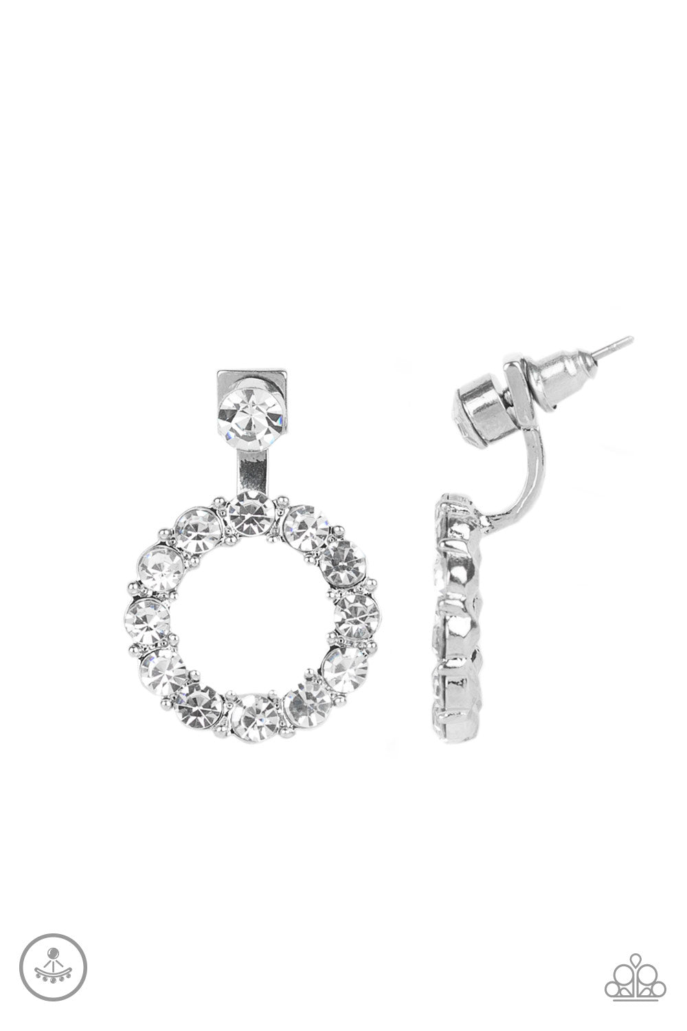 Paparazzi Diamond Halo - White Earrings - A Finishing Touch Jewelry