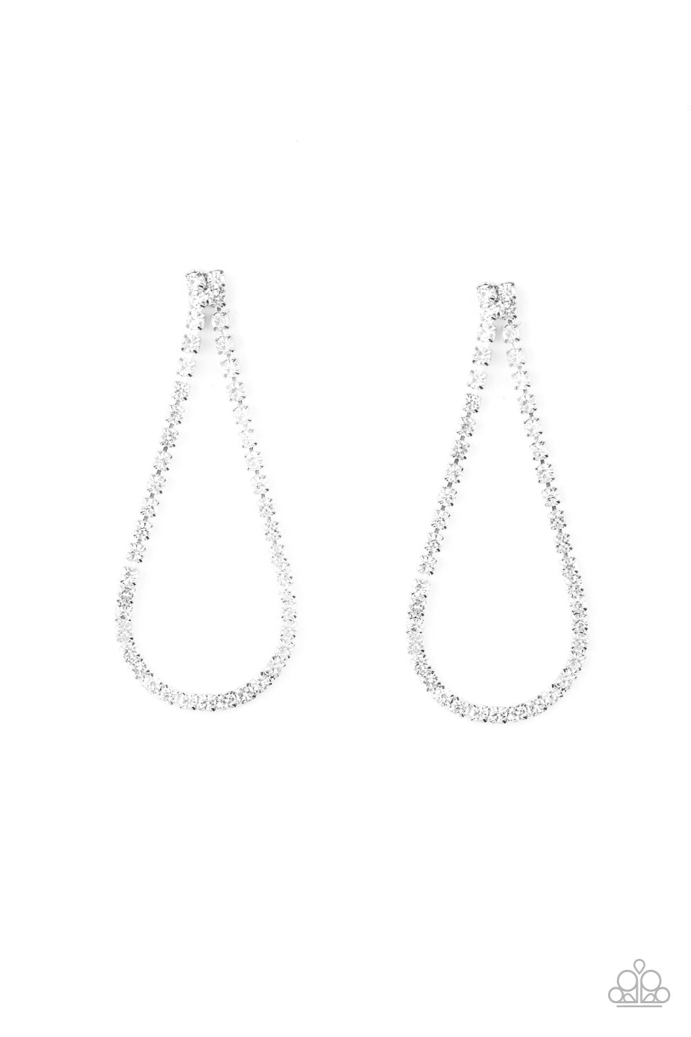 Paparazzi Diamond Drops - White Earrings - A Finishing Touch