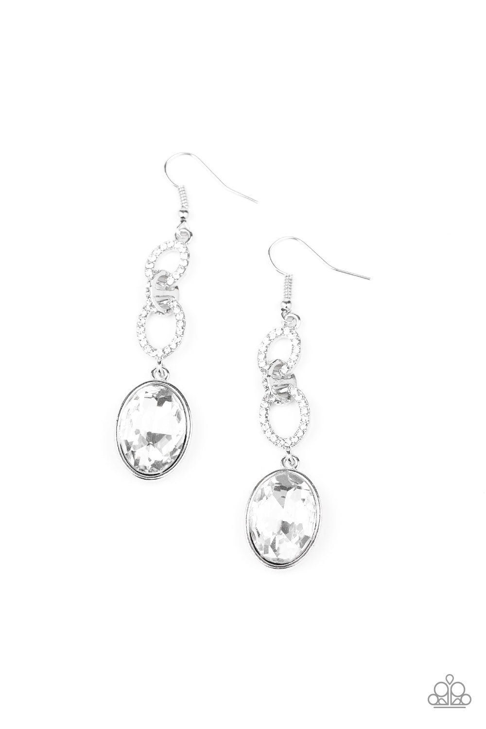 Paparazzi Extra Ice Queen - White Gem Earrings - A Finishing Touch