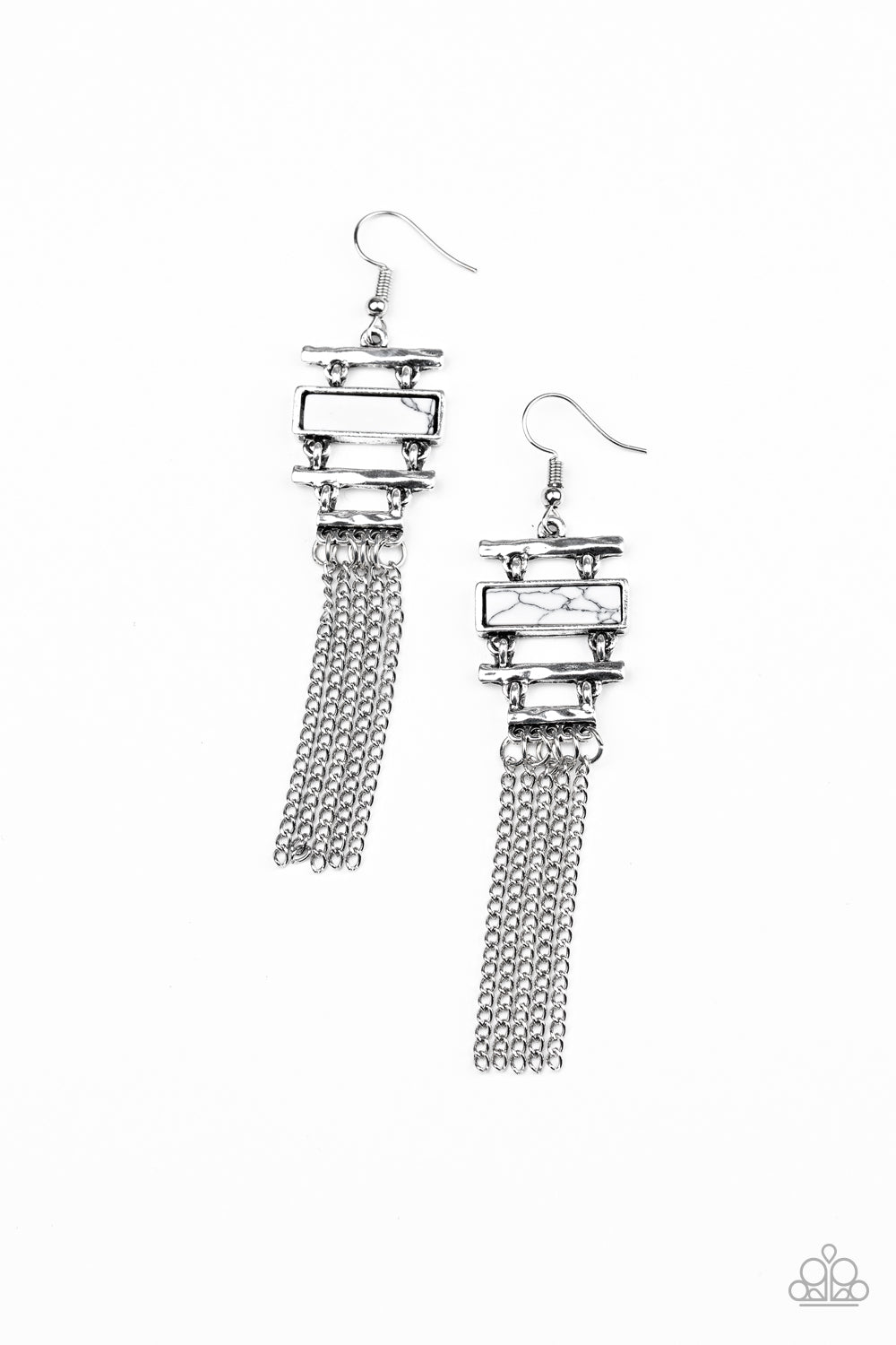 Paparazzi Stone Dwellings - White Earrings - A Finishing Touch