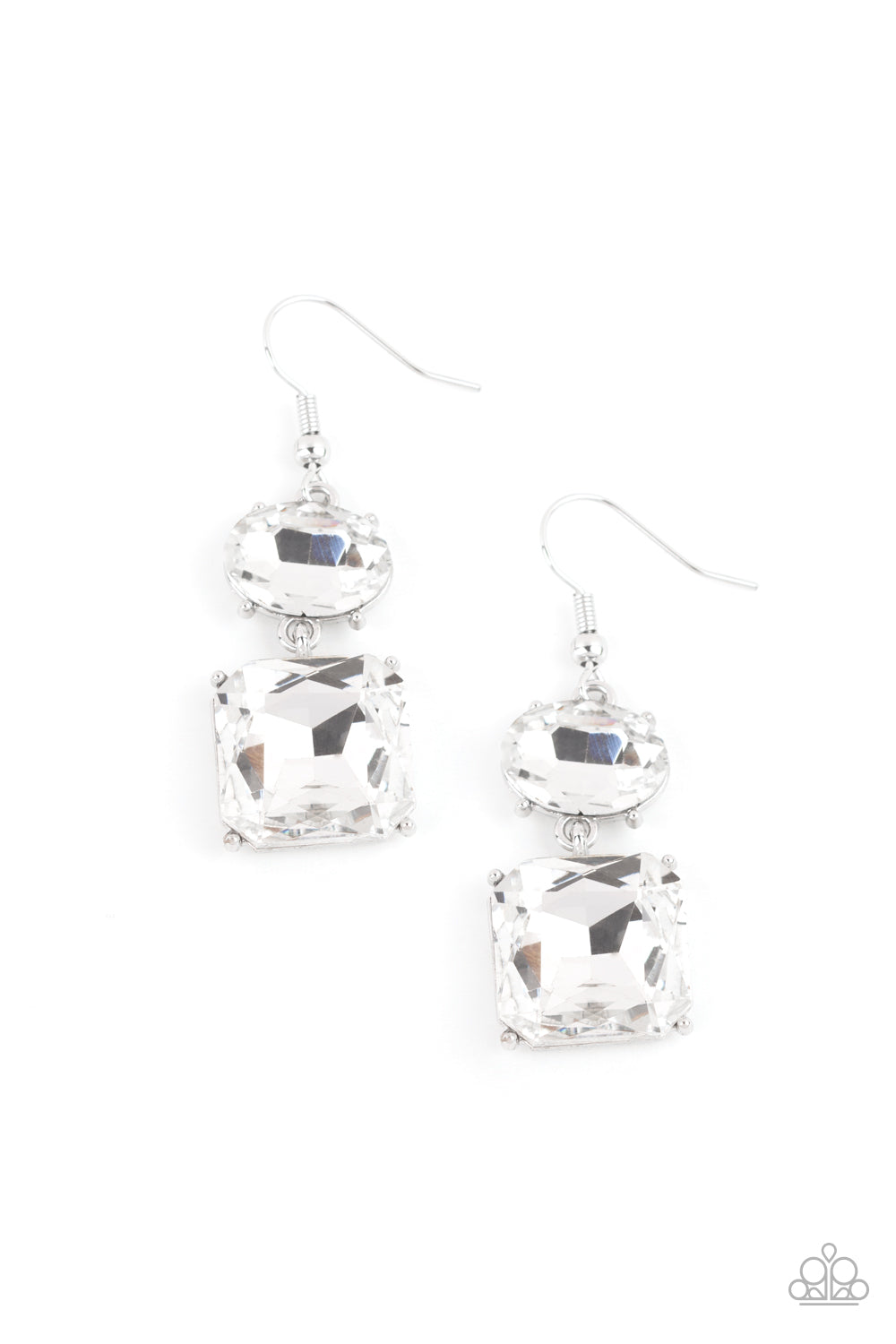 Paparazzi All ICE On Me - White Gem Earrings - A Finishing Touch