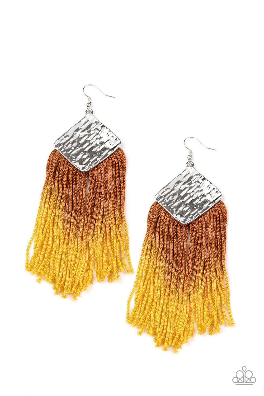 Paparazzi DIP The Scales - Brown to Yellow Fringe Earrings - A Finishing Touch