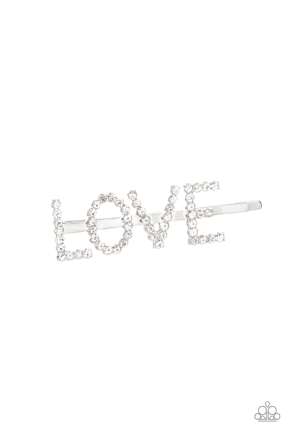 Paparazzi All You Need Is Love - White Rhinestone Bobby Pin - A Finishing Touch