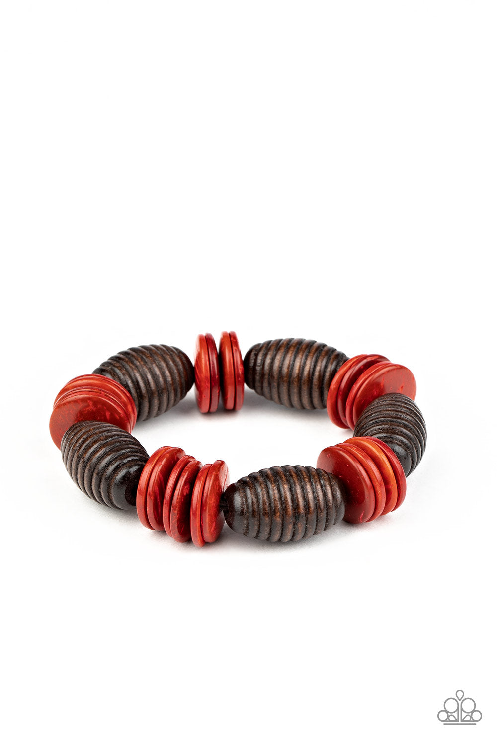 Paparazzi Caribbean Castaway - Red Wooden Bracelet - A Finishing Touch