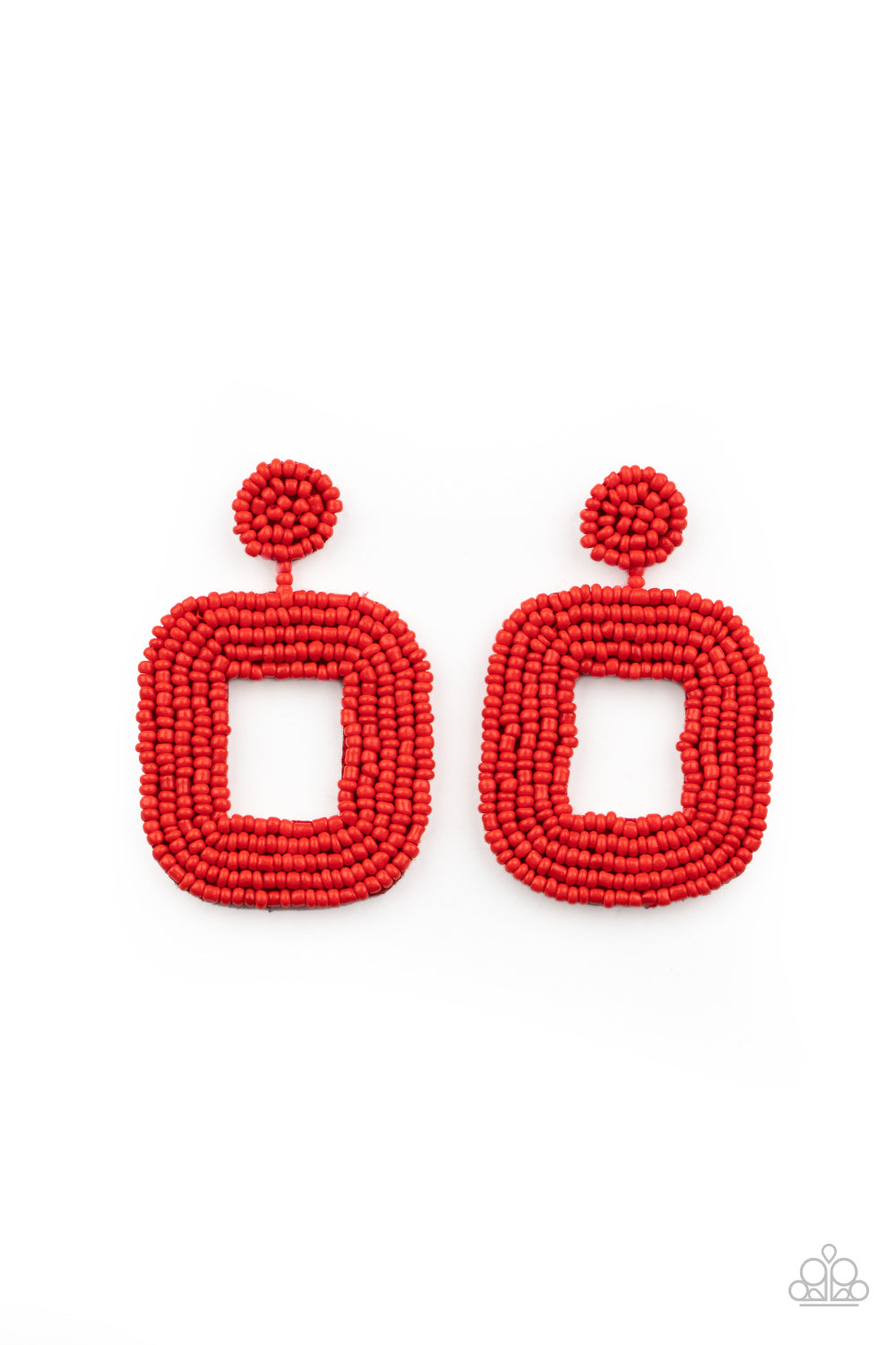Paparazzi Beaded Bella - Red Earrings - A Finishing Touch 