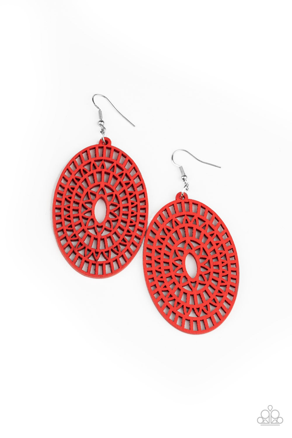 Paparazzi Tropical Retreat - Red Wooden Earrings - A Finishing Touch