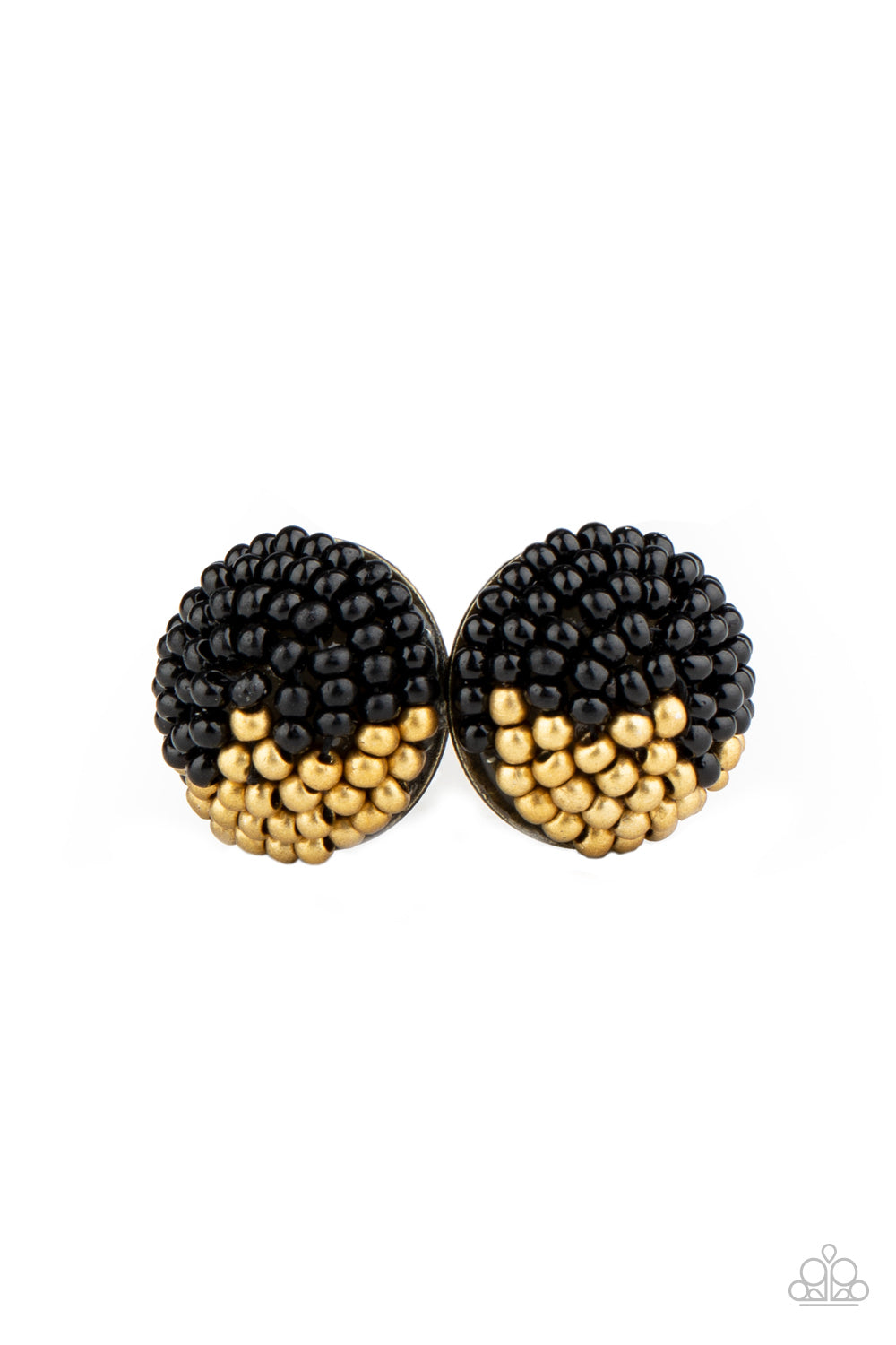 Paparazzi As Happy As Can BEAD - Black Earrings - A Finishing Touch
