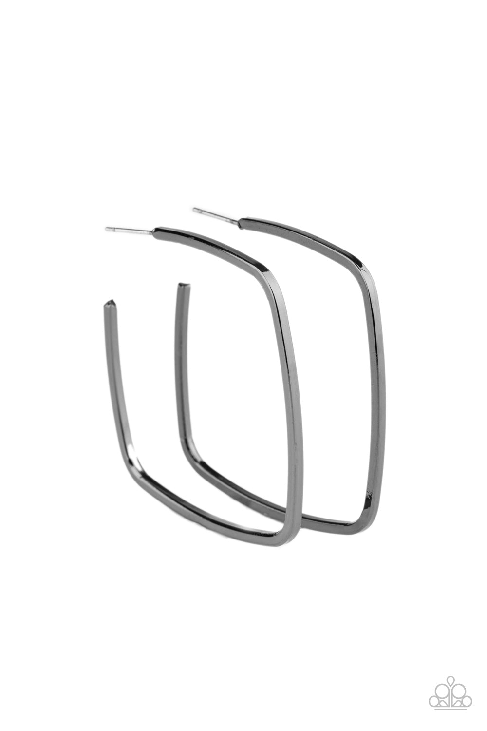 Paparazzi Brazen Beauty - Black Square-Like Hoop Earrings - A Finishing Touch