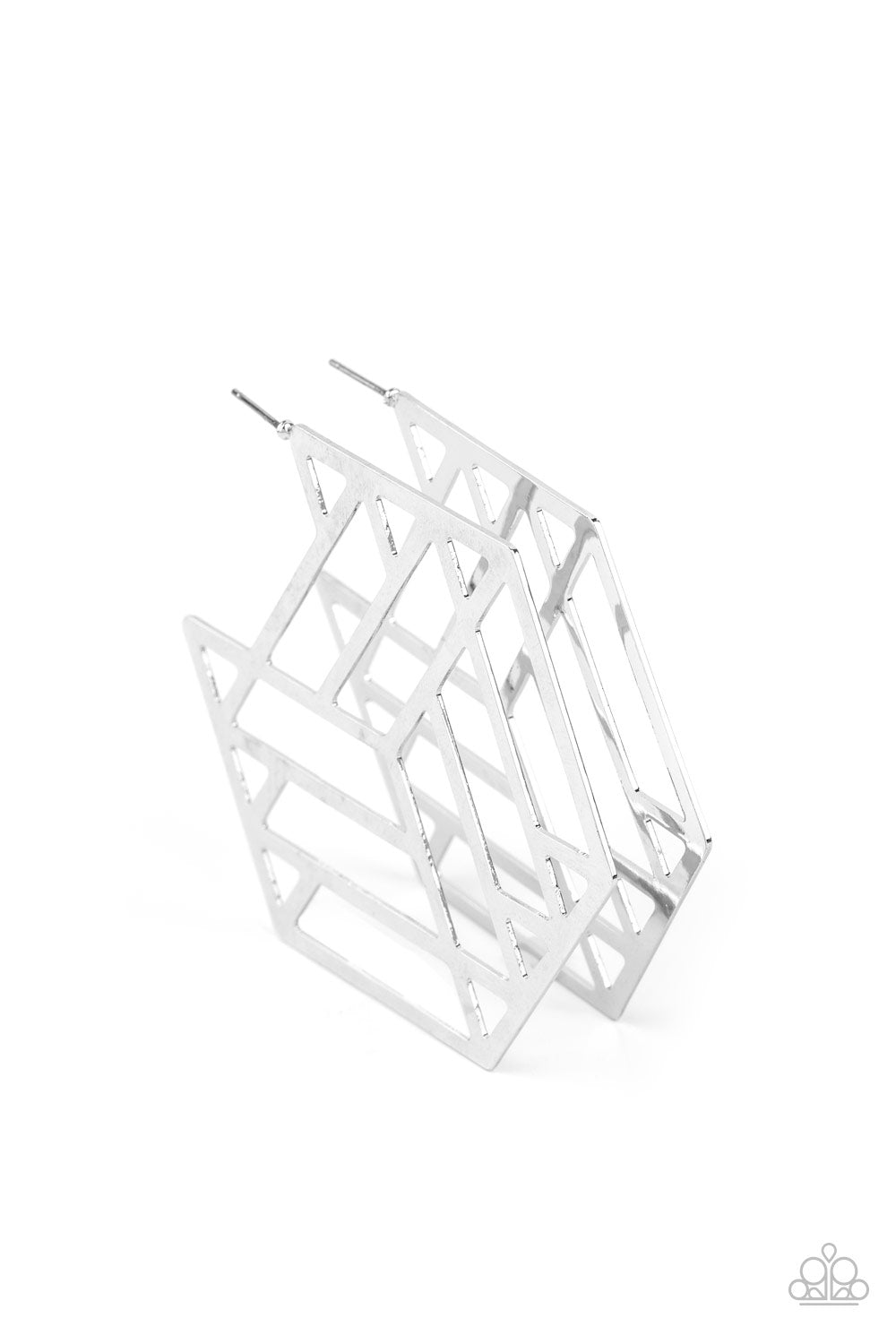 Paparazzi Gotta Get GEO-ing - Silver Earrings - A Finishing Touch