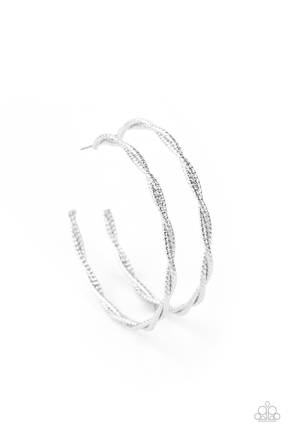 Paparazzi Totally Throttled - Silver Hoop Earrings - A Finishing Touch