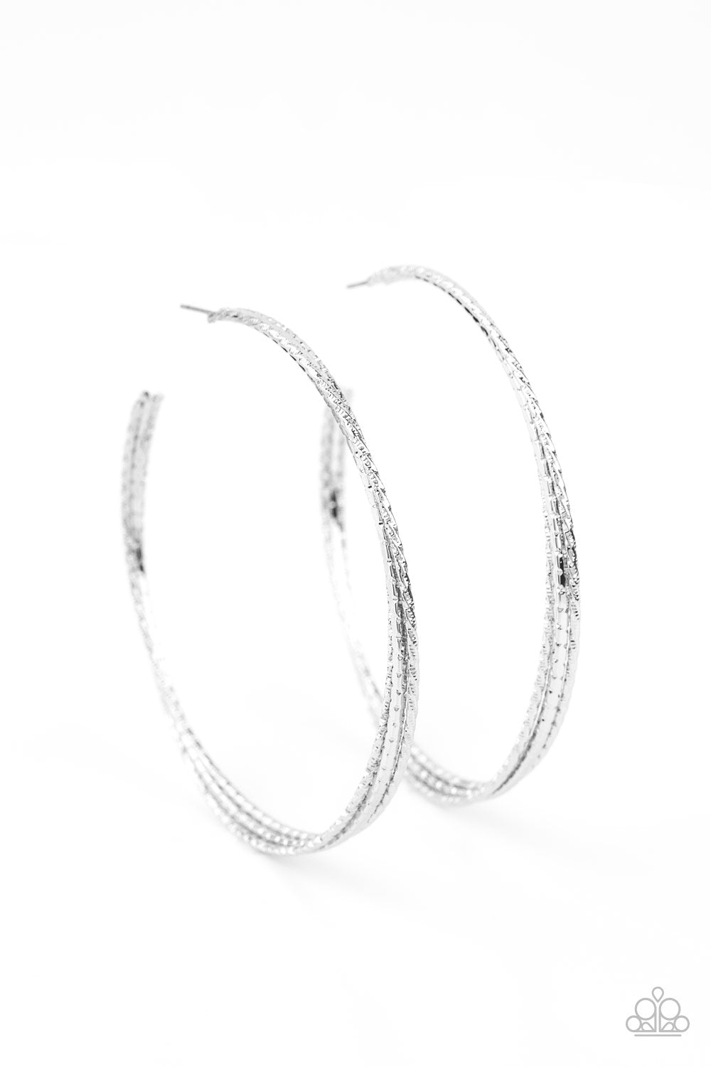 Paparazzi Watch and Learn - Silver Hoop Earrings - A Finishing Touch