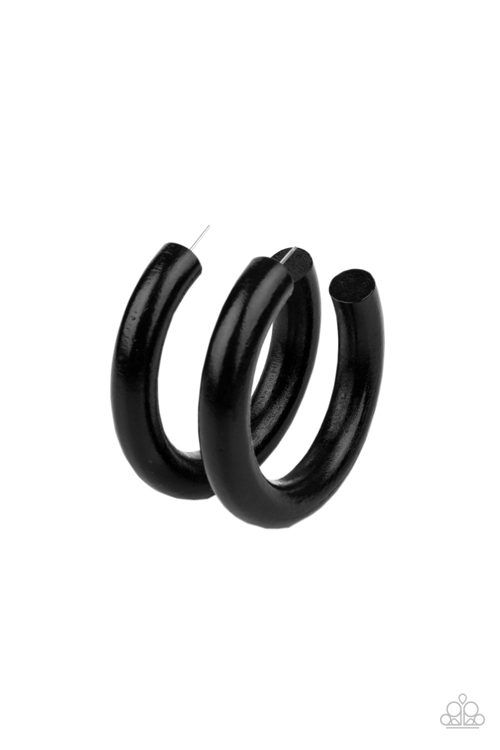 Paparazzi I WOOD Walk 500 Miles - Black Hoop Earrings - A Finishing Touch Jewelry
