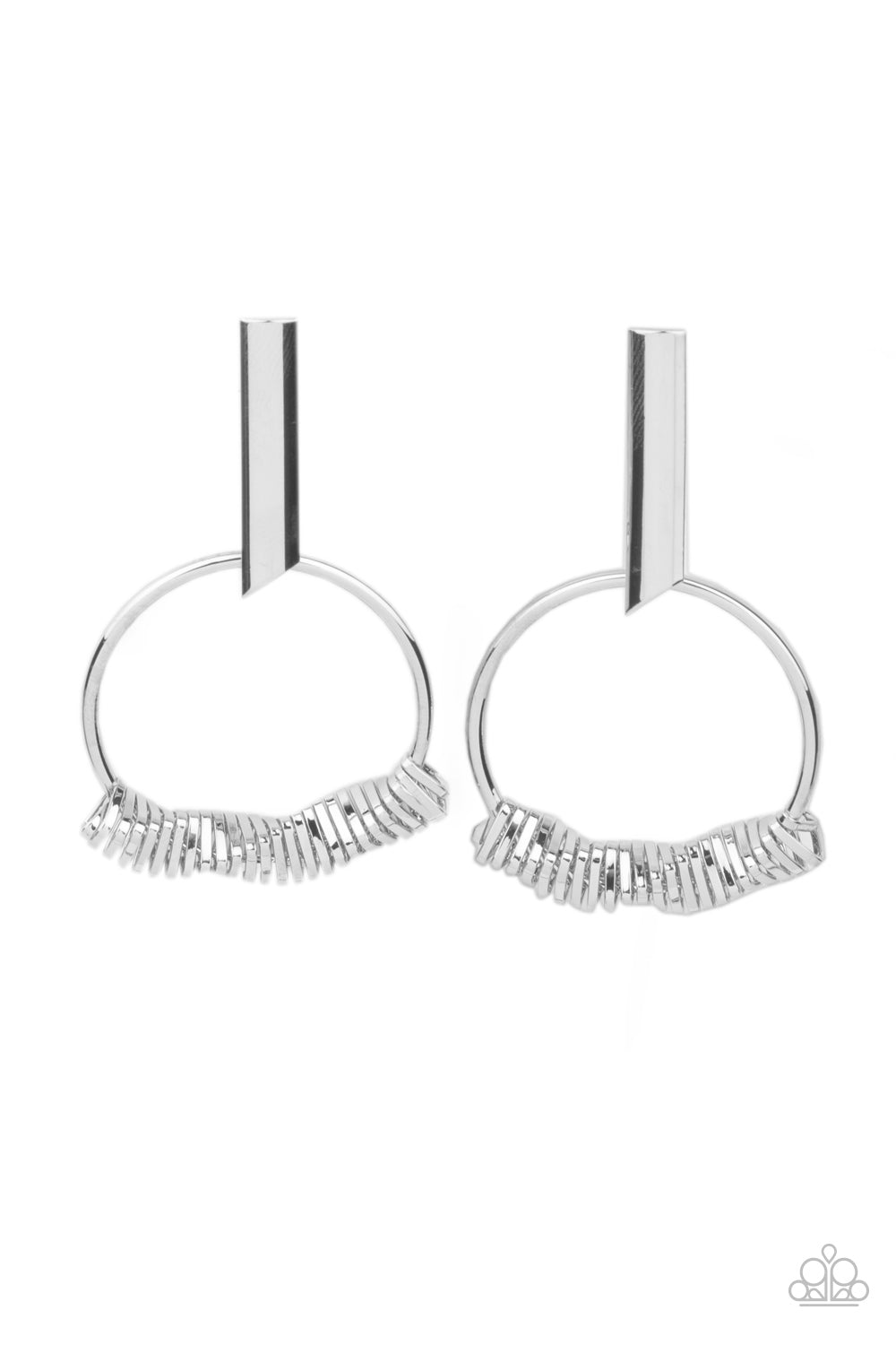 Paparazzi Set Into Motion - Silver Earrings - A Finishing Touch Jewelry