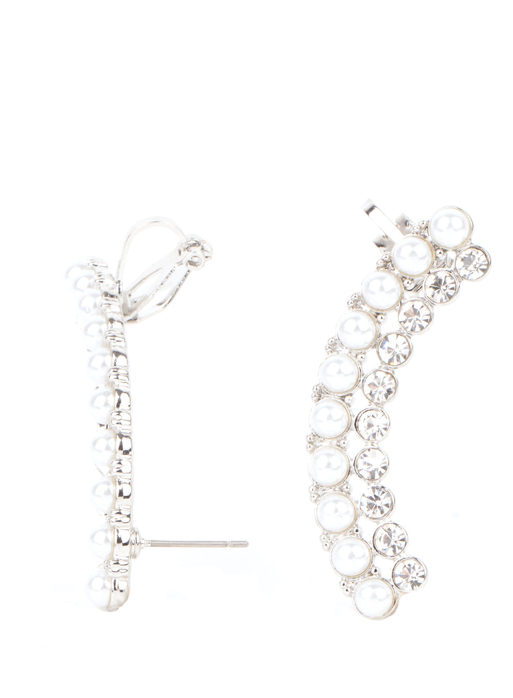 Paparazzi Doubled Down On Dazzle - White Ear Crawlers - A Finishing Touch Jewelry