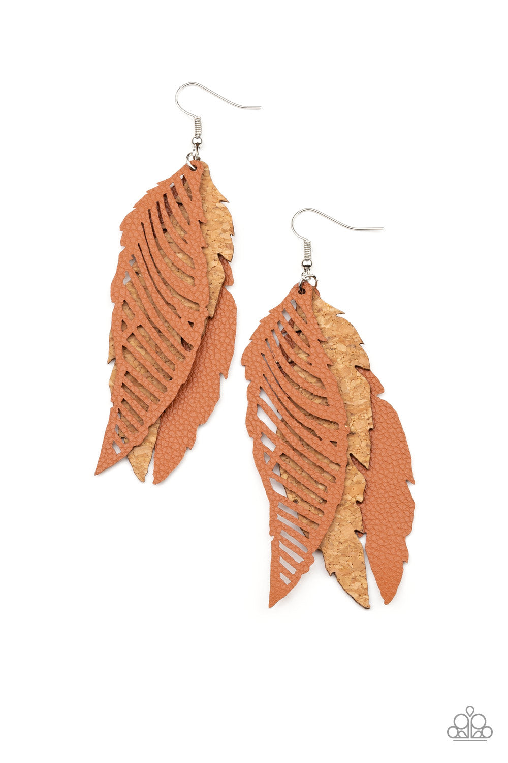Paparazzi WINGING Off The Hook - Brown Earrings - A Finishing Touch Jewelry