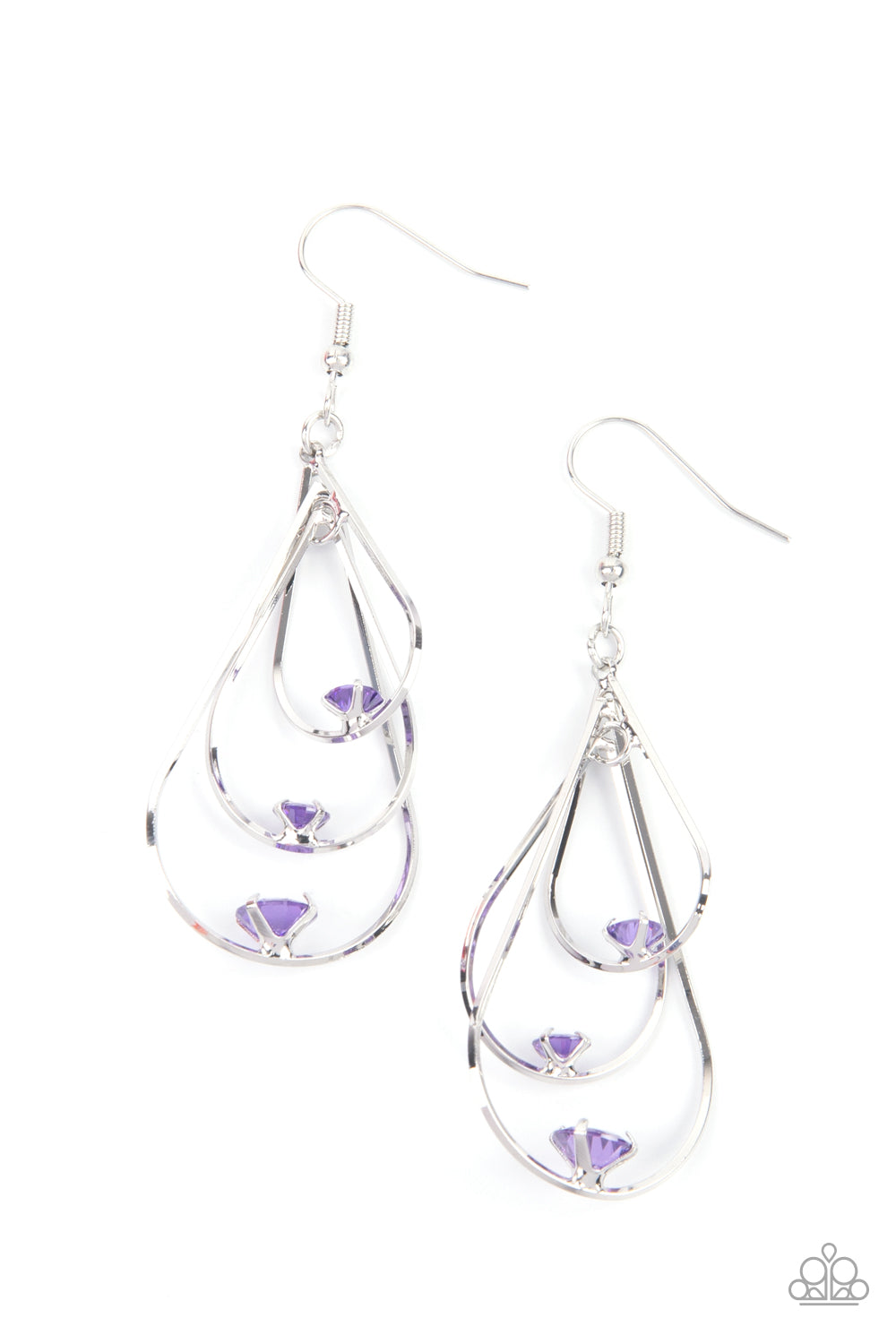 Paparazzi Drop Down Dazzle - Purple Earrings - A Finishing Touch Jewelry