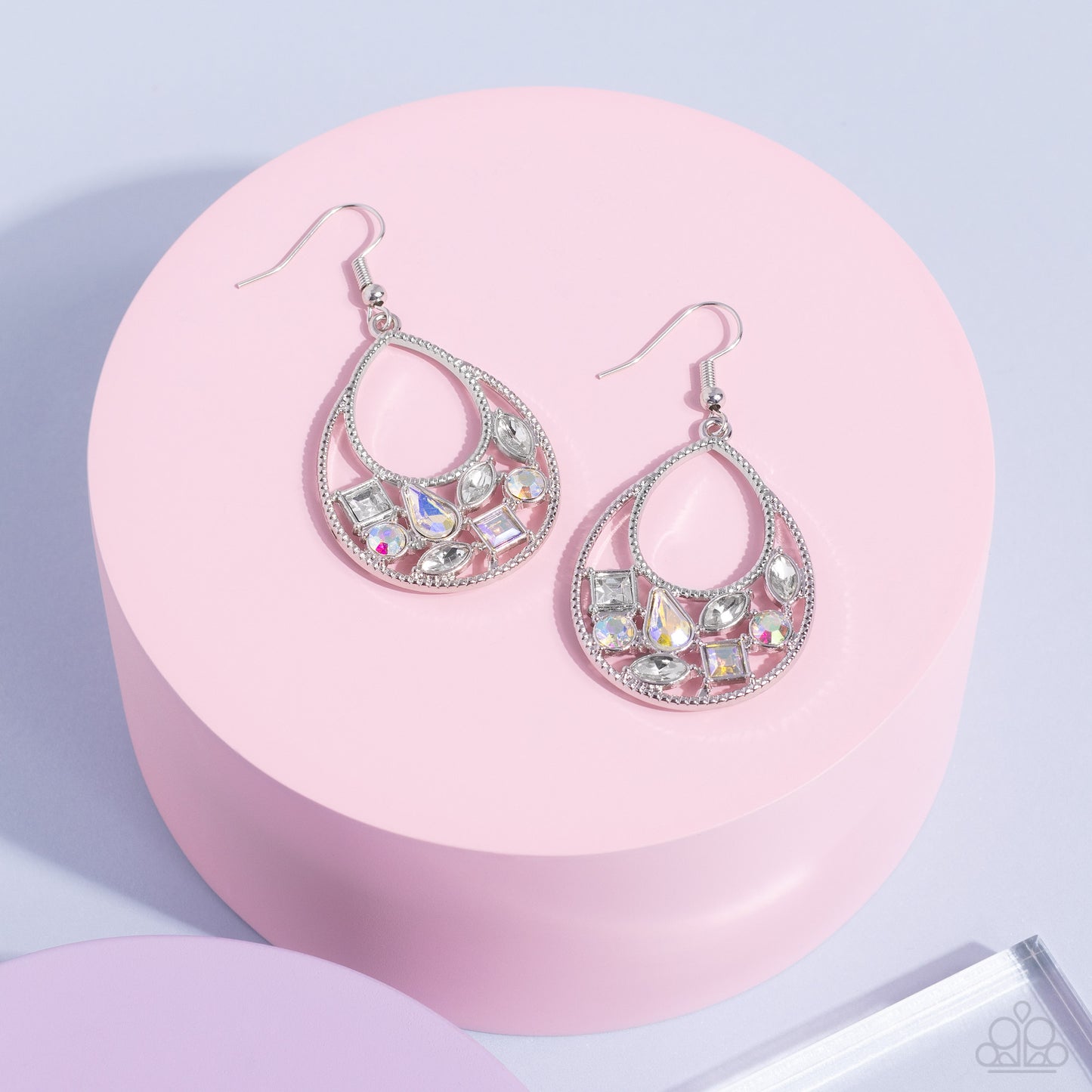 A Finishing Touch Regal Recreation - White Iridescent Earrings