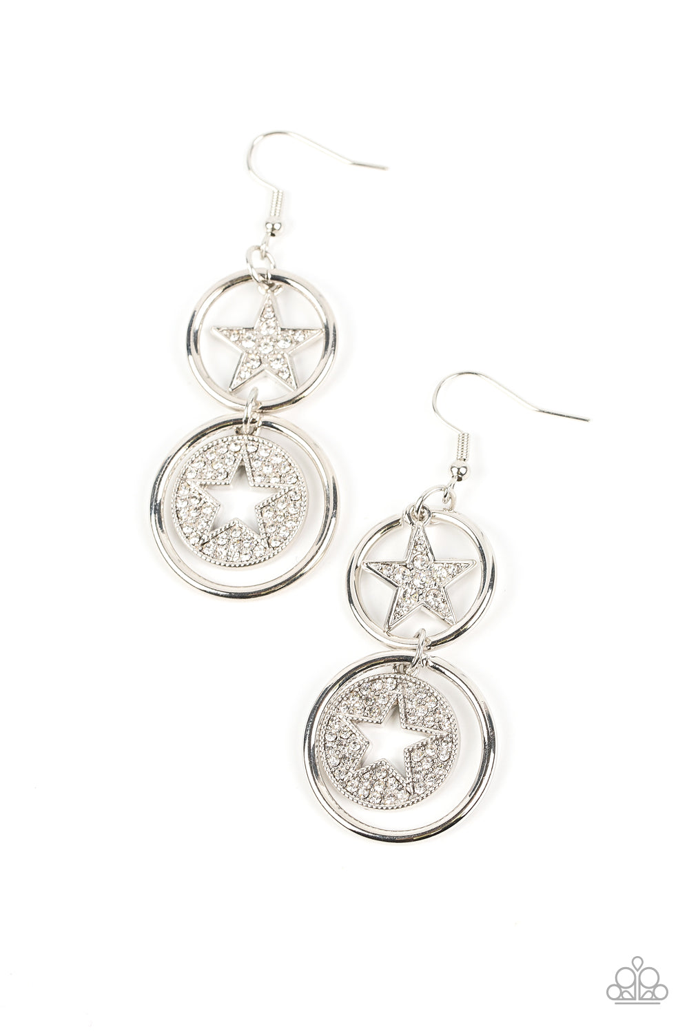 Paparazzi Liberty and SPARKLE for All - White Earrings - A Finishing Touch Jewelry