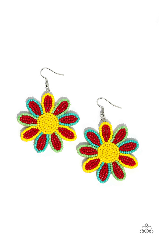 Paparazzi Decorated Daisies - Red Earrings