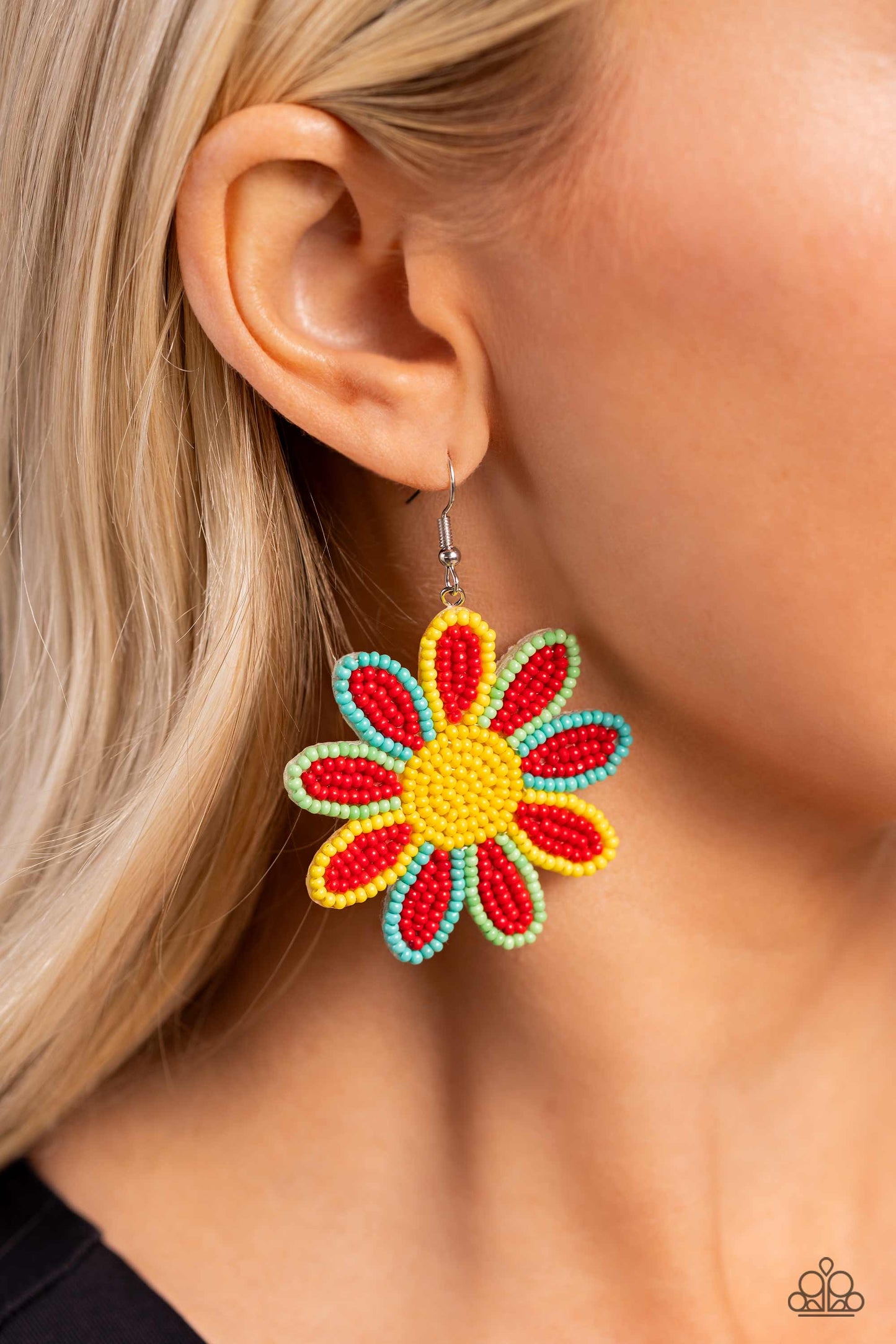 A Finishing Touch Decorated Daisies - Red Earrings