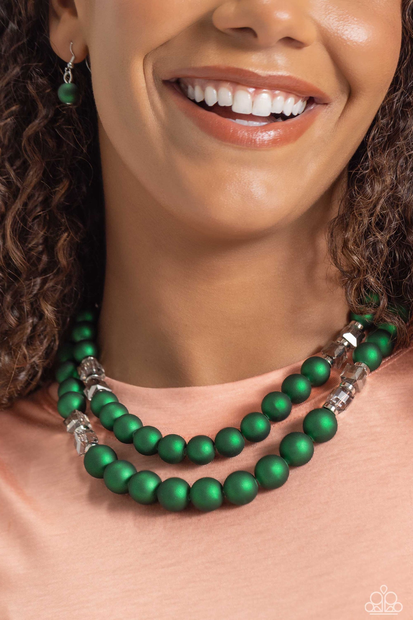 Paparazzi Shopaholic Season Necklace & Shopaholic Showdown Bracelet - Green 2 Piece Set