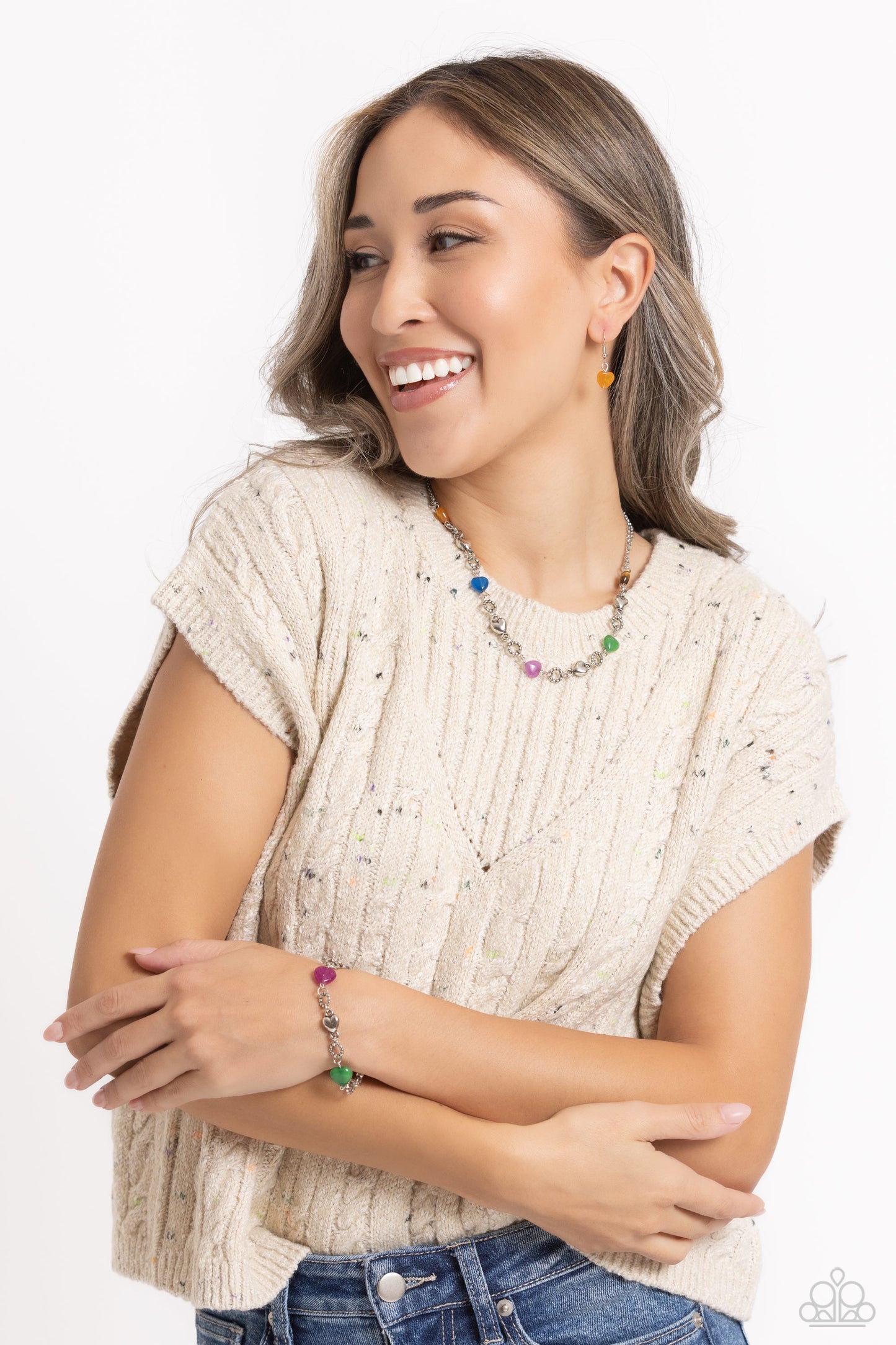 A Finishing Touch My HEARTBEAT Will Go On - Multi Necklace and I Can Feel Your Heartbeat - Multi Bracelet - 2 pc set