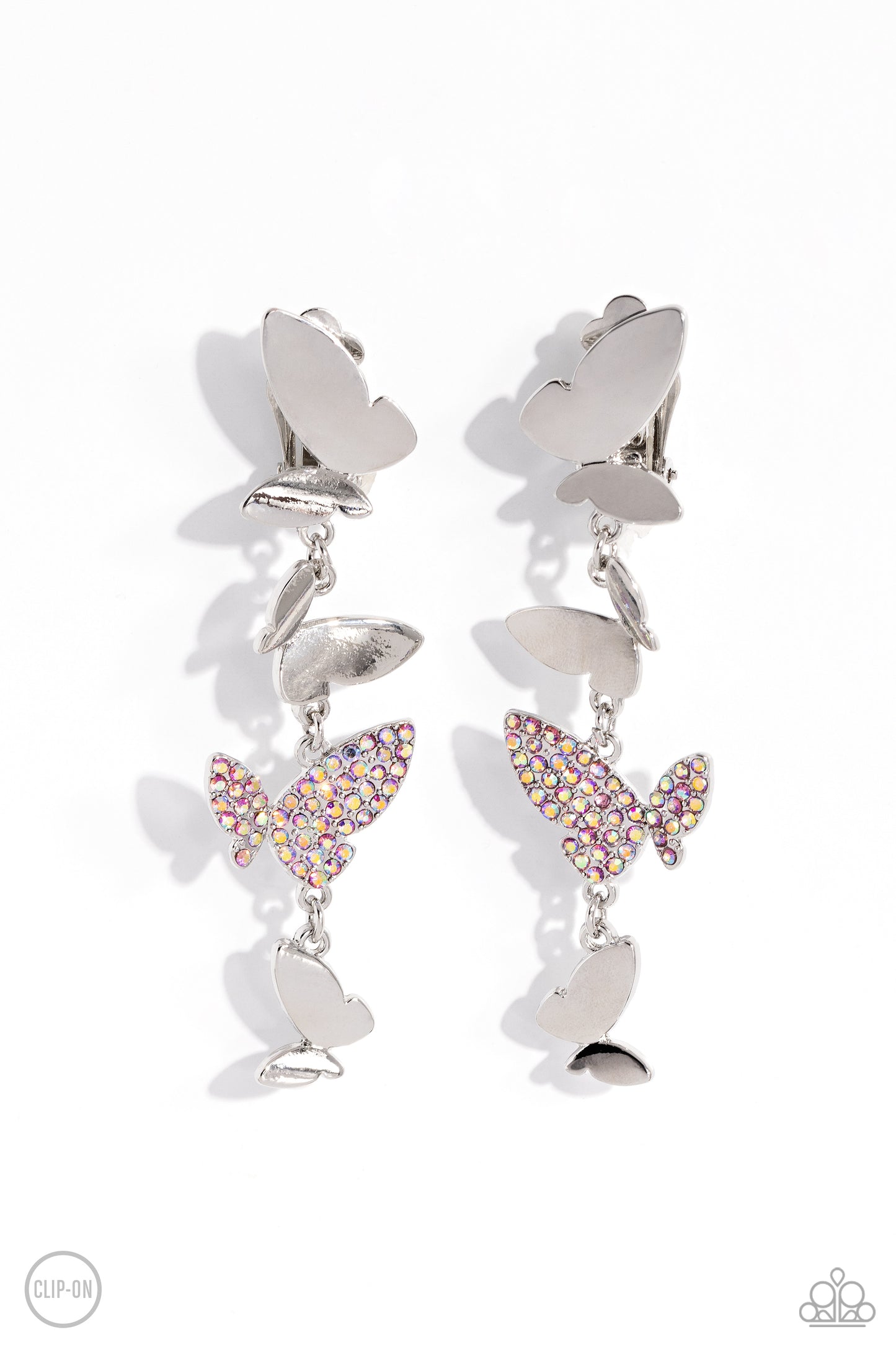 Paparazzi Flying Flashy - Pink Butterfly Clip On Earrings