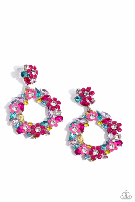 Paparazzi Wreathed in Wildflowers - Pink Multi Earrings