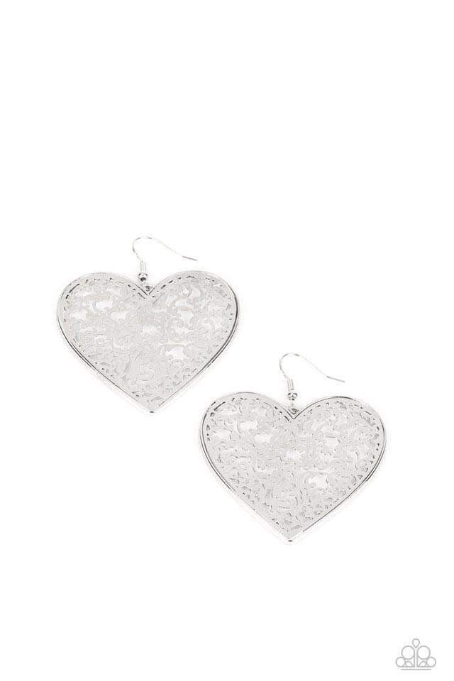 A Finishing Touch Fairest in the Land - Silver Heart Earrings
