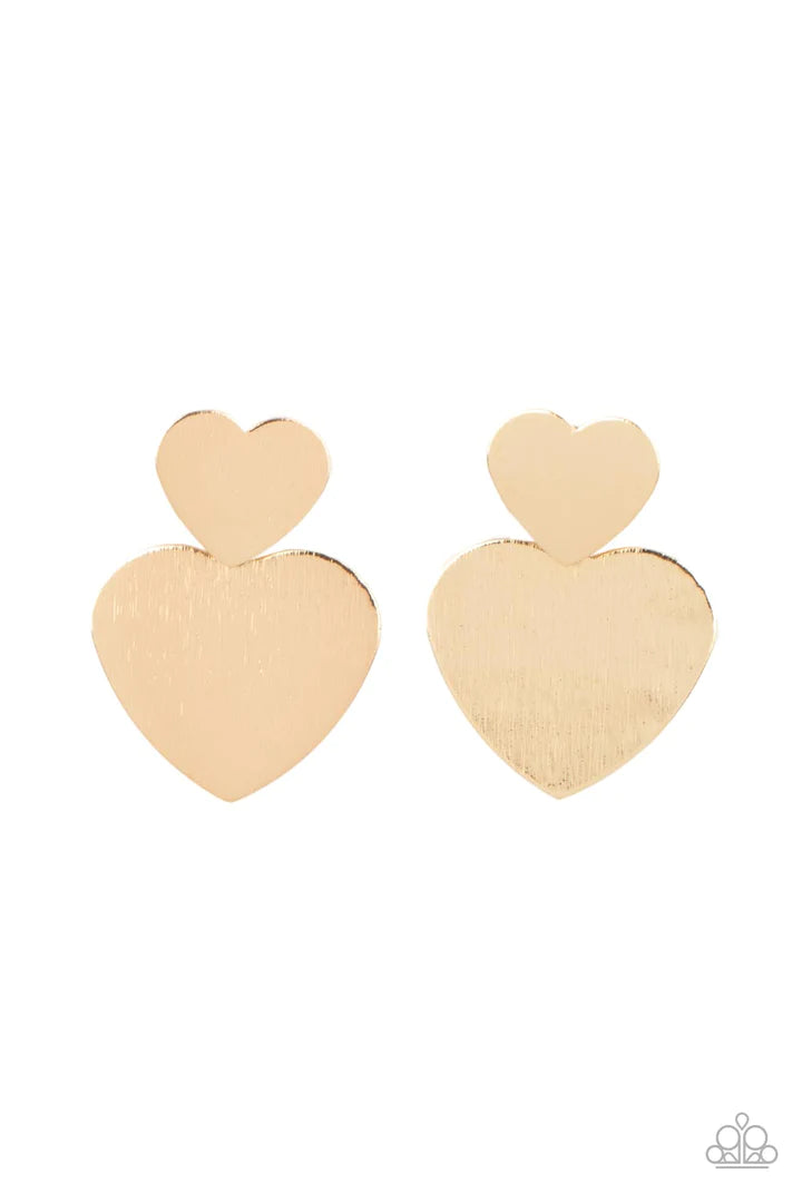 A Finishing Touch Heart-Racing Refinement- Gold Heart Earrings