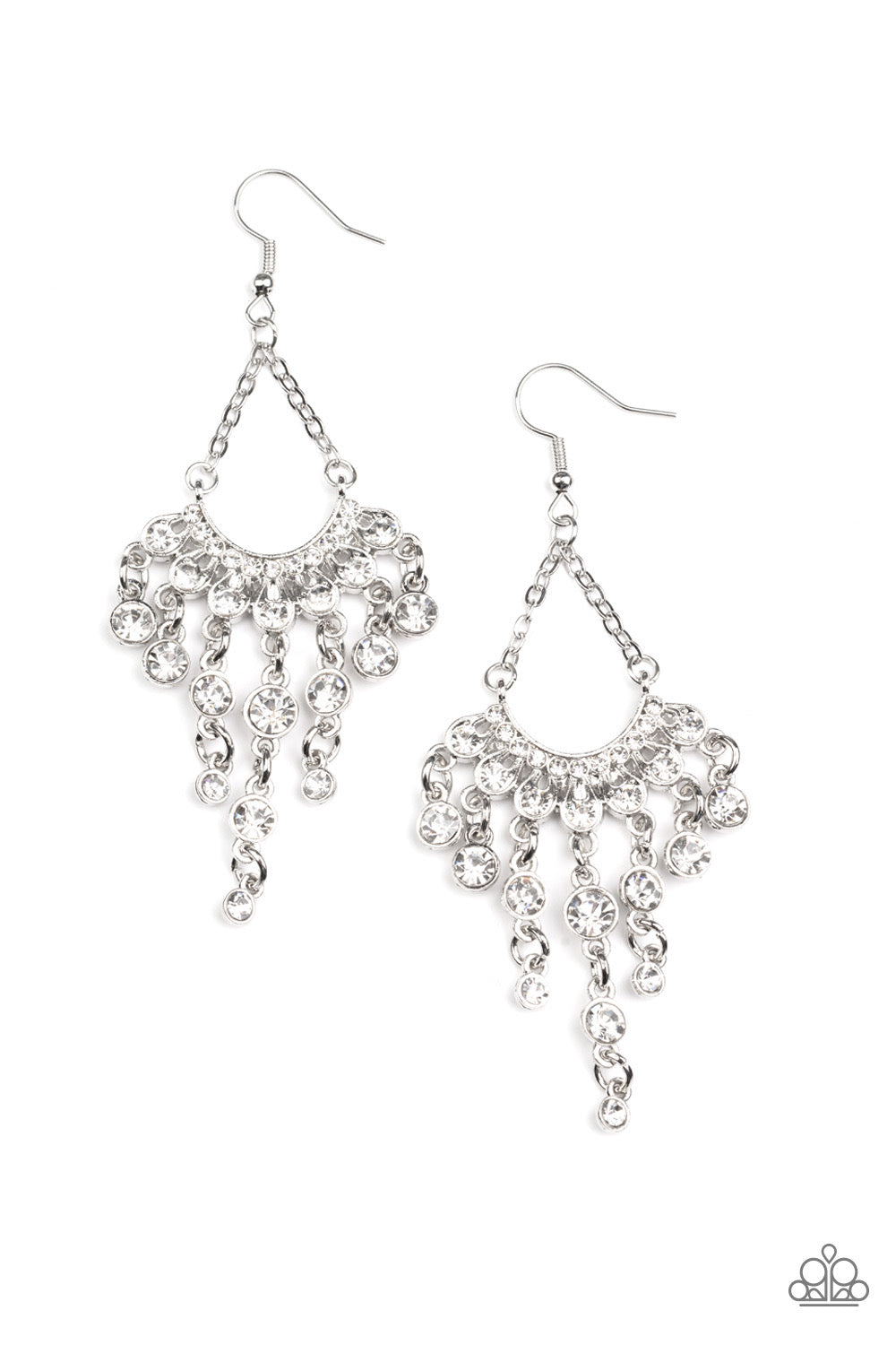 Paparazzi Commanding Candescence - White Earrings-Paparazzi Jewelry Images