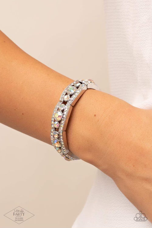 Paparazzi Easy on the ICE - Multi Iridescent Bracelet - Pink Diamond Life  of the Party Exclusive