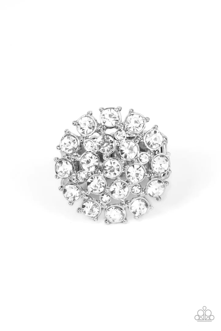 Paparazzi SELFIE-Confidence - White Ring - Bling Jewelry Paparazzi jewelry images