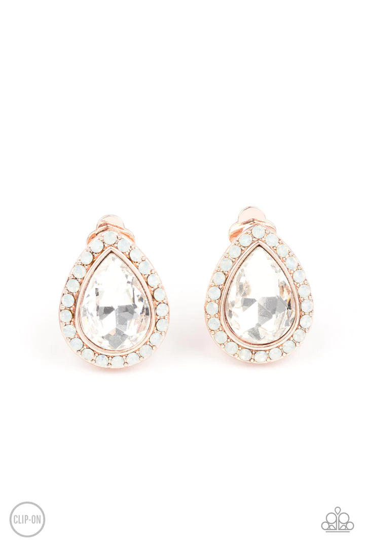 Paparazzi Cosmic Castles - Rose Gold Clip On Earrings Paparazzi Jewelry Images